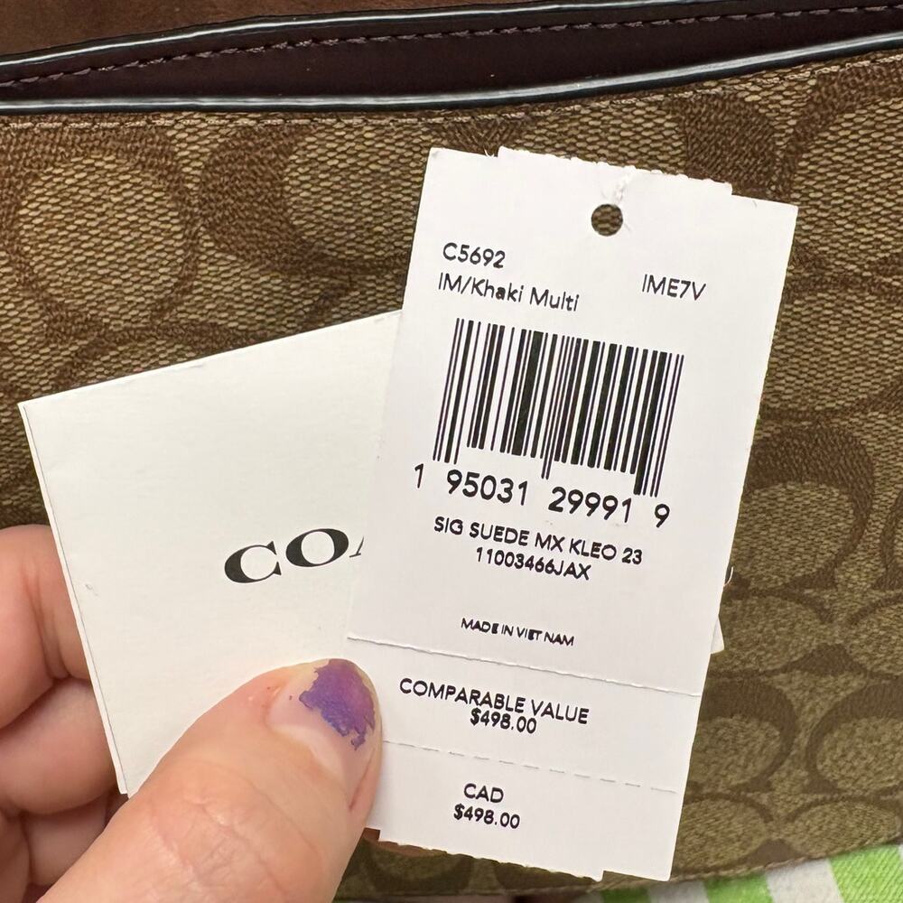 Coach Kleo Shoulder Bag 23 Signature Canvas in Brown and Orange - Picture 9 of 9
